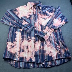 Bleached Plaid Western Shirt‎ Heart Graphic Flannel Long Sleeve Button Up